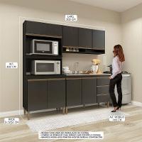 Cozinha Modulada Com Torre Quente Sabrina 3pçs Menu Móveis Preto - 3