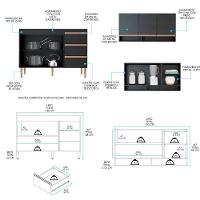 Cozinha Modulada Com Torre Quente Sabrina 3pçs Menu Móveis Preto - 5
