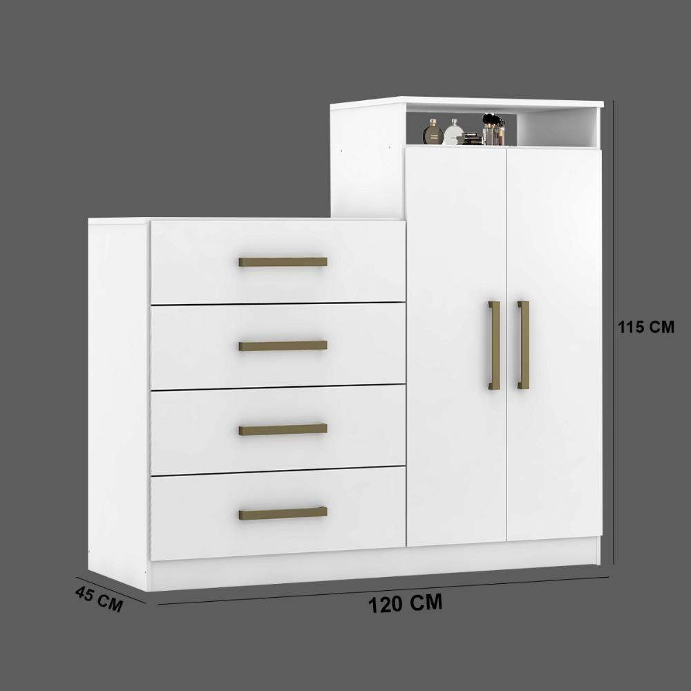 Cômoda 4 Gavetas 2 Portas 1 Nicho Latida Branco - 2