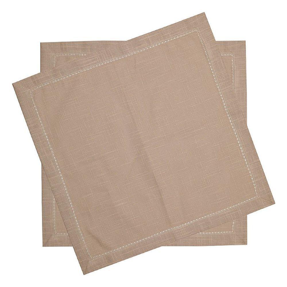 Conjunto Com 2 Guardanapos Ponto Ajour Taupe - 1