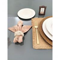 Conjunto Com 2 Guardanapos Ponto Ajour Taupe - 2