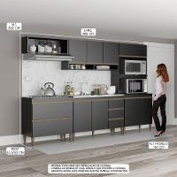 Cozinha Modulada Completa 280cm Sabrina 5 Peças Menu Móveis Preto - 3