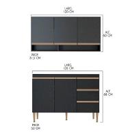 Cozinha Modulada Completa 280cm Sabrina 5 Peças Menu Móveis Preto - 4