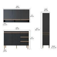 Cozinha Modulada Completa Sabrina 320x202cm Menu Móveis Preto - 3