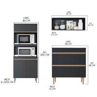 Cozinha Modulada Completa Sabrina 320x202cm Menu Móveis Preto - 4