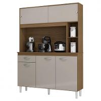 Cozinha Compacta Duda Em Mdp 5 Portas 1 Gaveta Poquema Castanho Off White - 1