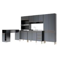 Cozinha Modulada Com Torre Quente Sabrina 5pçs Menu Móveis Preto - 2
