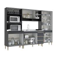 Cozinha Modulada Com Torre Quente Sabrina 5pçs Menu Móveis Preto - 3