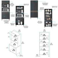 Cozinha Modulada Com Torre Quente Sabrina 5pçs Menu Móveis Preto - 5