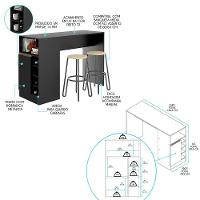 Cozinha Modulada Com Torre Quente Sabrina 5pçs Menu Móveis Preto - 7