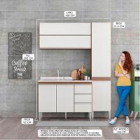 Cozinha Compacta Sabrina Com Balcão Pia 4pçs Mdp Menu Móveis Branco Avelã - 2