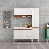 Cozinha Compacta Com Balcão Pia Sabrina 3pçs Mdp Menu Móveis Branco Avelã - 1