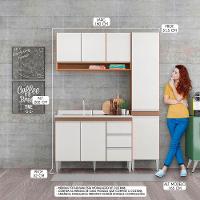 Cozinha Compacta Com Balcão Pia Sabrina 3pçs Mdp Menu Móveis Branco Avelã - 2