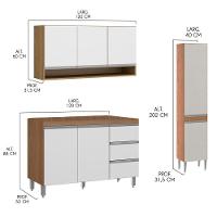 Cozinha Compacta Com Balcão Pia Sabrina 3pçs Mdp Menu Móveis Branco Avelã - 3