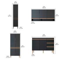 Cozinha Compacta Com Paneleiro Sabrina 4pçs Mdp Menu Móveis Preto - 3