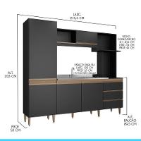Cozinha Compacta Completa Balcão Paneleiro Mdp Menu Móveis Preto - 3