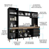 Cozinha Compacta Completa Balcão Paneleiro Mdp Menu Móveis Preto - 4