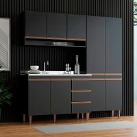 Cozinha Compacta Com Balcão Pia Sabrina 3pçs Mdp Menu Móveis Preto - 1