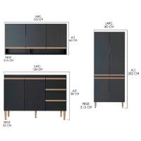 Cozinha Compacta Com Balcão Pia Sabrina 3pçs Mdp Menu Móveis Preto - 3