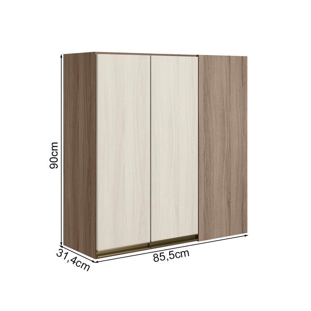 Armario Canto Reto 2 Portas Mdf 86 Cm Kali 12043 Carvalho Toq Bianco Toq Nicioli - 3