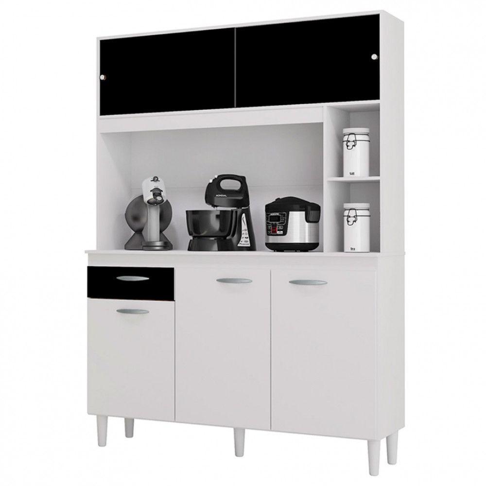 Cozinha Compacta Duda Em Mdp 5 Portas 1 Gaveta Poquema Branco Preto - 1