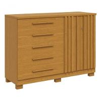 Comoda Sapateira Croacia 2 Portas Ripada Com Chave E 5 Gavetas 100% Mdf – Linhamobilia Cinamomo - 1