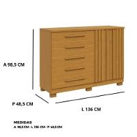 Comoda Sapateira Croacia 2 Portas Ripada Com Chave E 5 Gavetas 100% Mdf – Linhamobilia Cinamomo