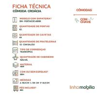 Comoda Sapateira Croacia 2 Portas Ripada Com Chave E 5 Gavetas 100% Mdf – Linhamobilia Cinamomo - 5