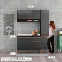 Cozinha Compacta Com Balcão Pia Sabrina 3pçs Mdp Menu Móveis Preto - 2