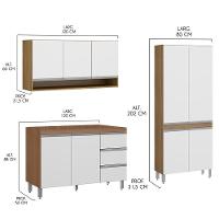 Cozinha Compacta Com Balcão Pia Sabrina 3pçs Mdp Menu Móveis Branco Avelã - 3