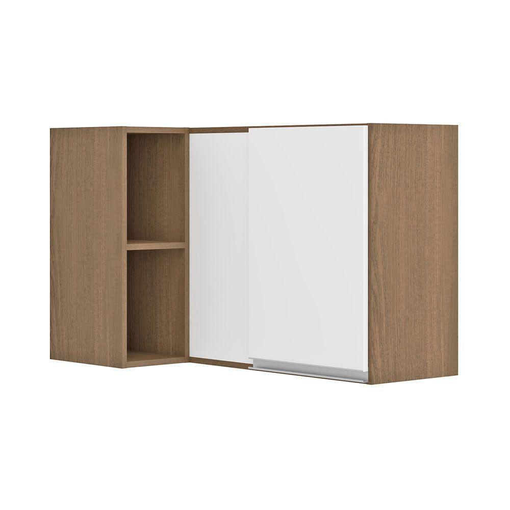 Armário Aéreo Canto Reto Sabrina 1pt 94x60cm Mdp Menu Móveis Branco Avelã - 1