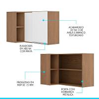 Armário Aéreo Canto Reto Sabrina 1pt 94x60cm Mdp Menu Móveis Branco Avelã - 2