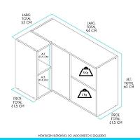 Armário Aéreo Canto Reto Sabrina 1pt 94x60cm Mdp Menu Móveis Branco Avelã - 3