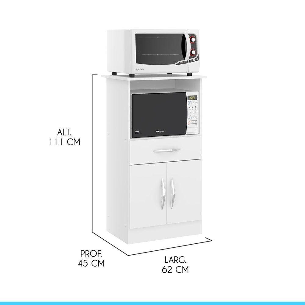 Armário Multiuso 2 Portas 1 Gaveta 62x111cm Menu Móveis Branco - 3