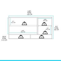 Armário Aéreo 3 Portas 120x60cm Sabrina Mdp Menu Móveis Branco Avelã - 3