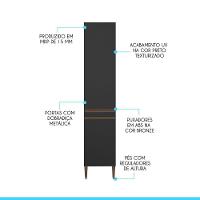 Armário Paneleiro Sabrina 40x202cm 2 Portas Mdp Menu Móveis Preto - 2