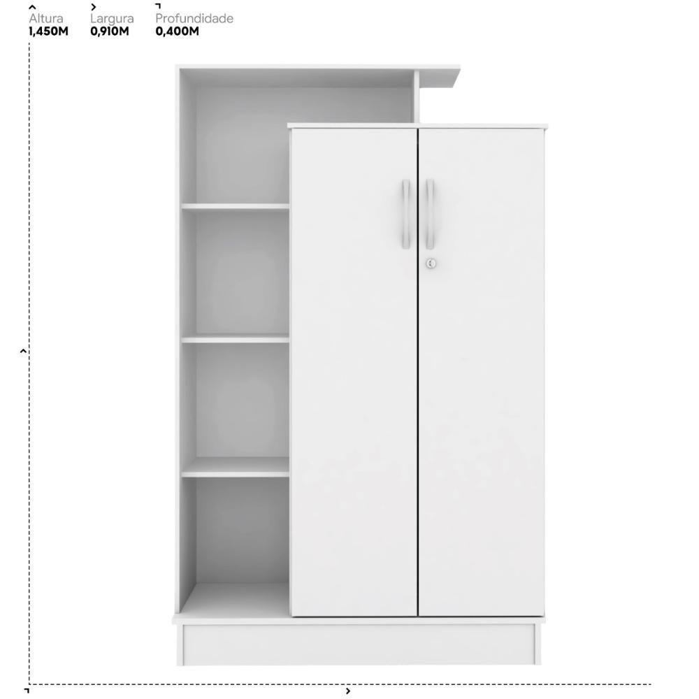 Armário Multiuso Sapateira 2 Portas Com Chave Elite Branco - 3