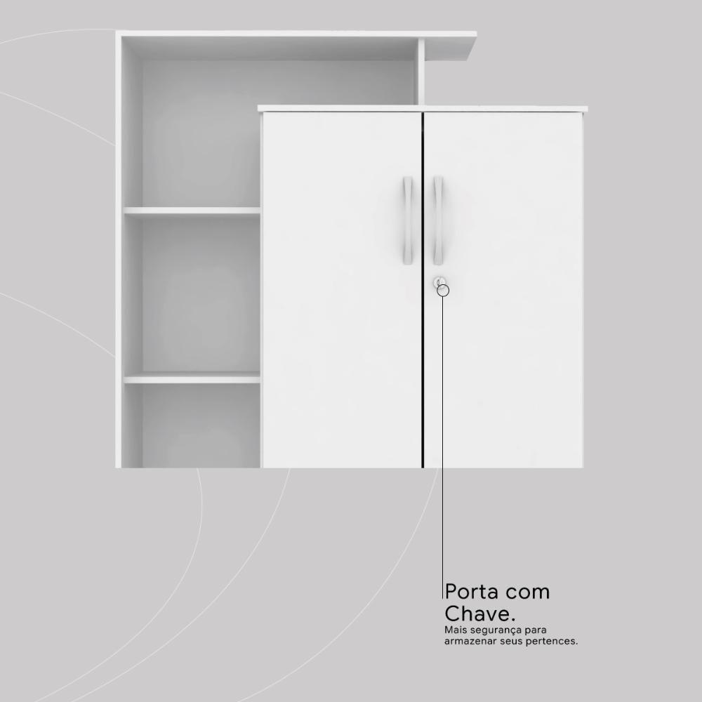Armário Multiuso Sapateira 2 Portas Com Chave Elite Branco - 6
