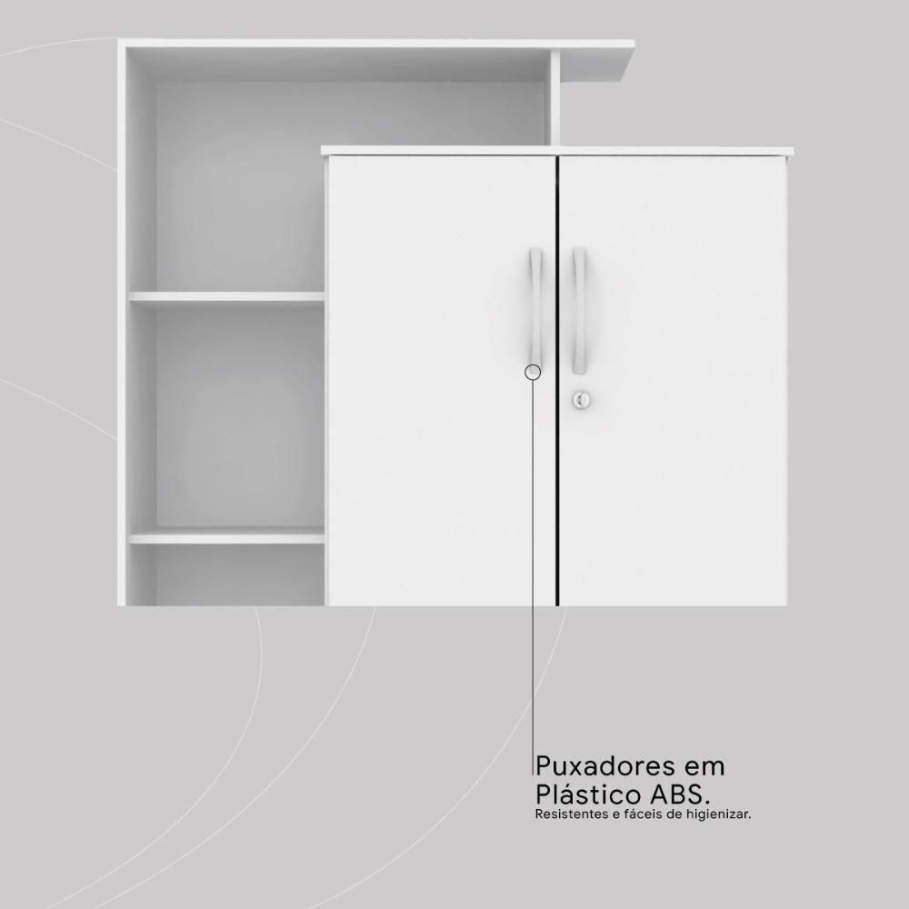 Armário Multiuso Sapateira 2 Portas Com Chave Elite Branco - 8