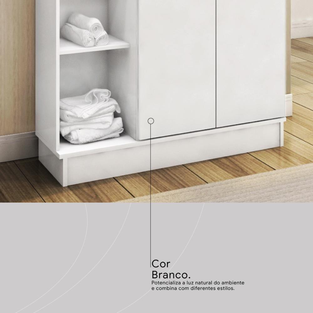 Armário Multiuso Sapateira 2 Portas Com Chave Elite Branco - 9