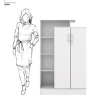 Armário Multiuso Sapateira 2 Portas Com Chave Elite Branco - 5