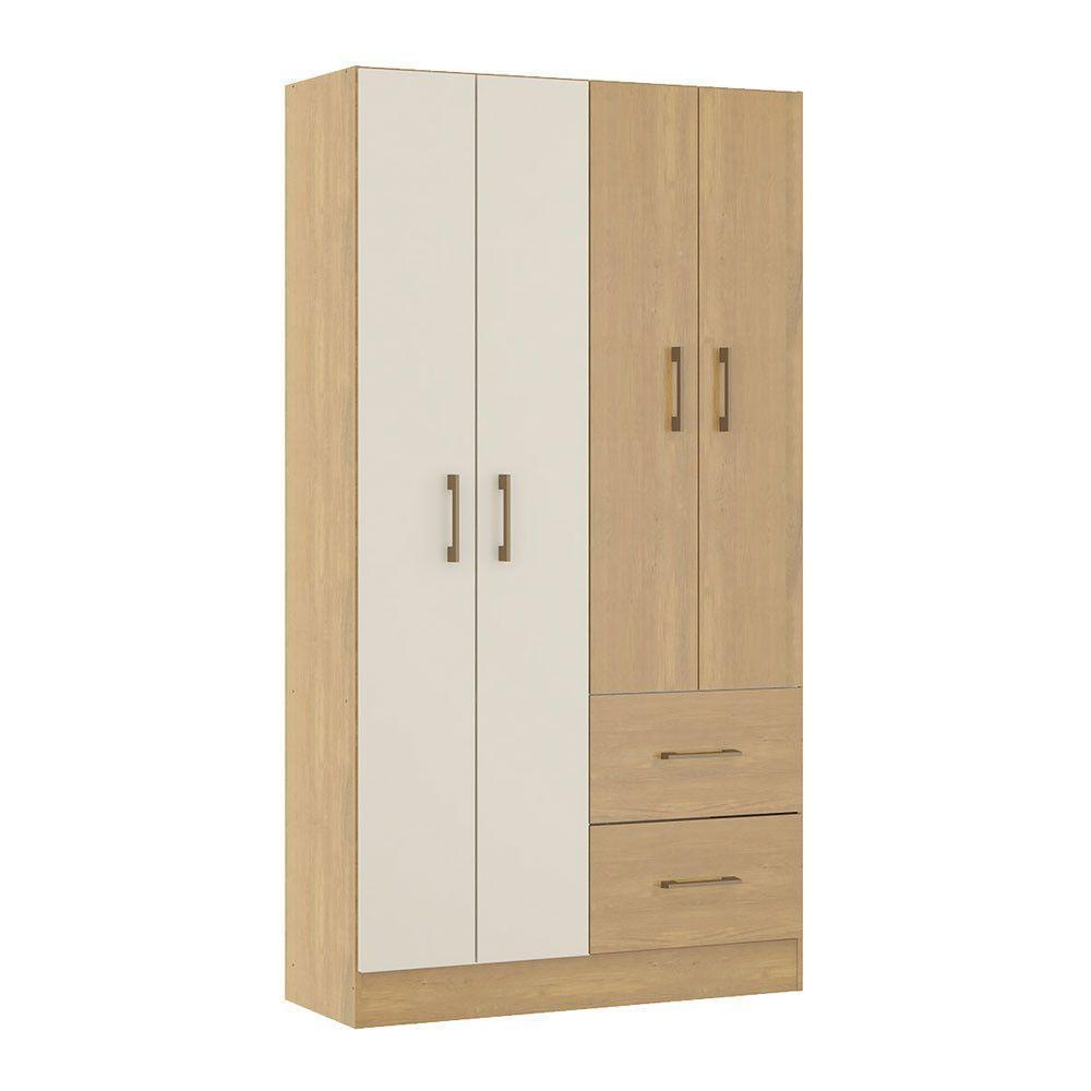 Guarda Roupa Solteiro 4 Pts 2 Gvts 93x172cm Mdp Menu Móveis Carvalho - 2