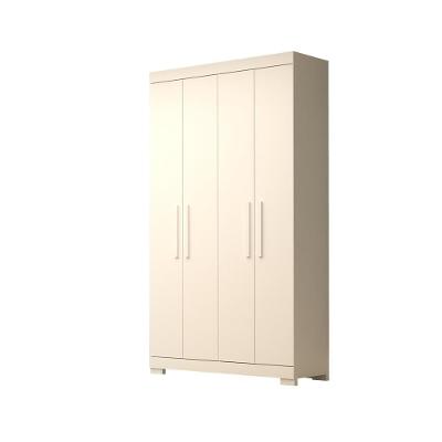 Guarda Roupa Solteiro Canadá 4 Portas 2 Gavetas Bege Médio Branco MDF