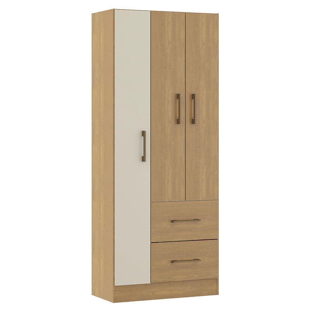 Guarda Roupa Solteiro 3 Pts 2 Gvts 70x172cm Mdp Menu Móveis Carvalho - 2