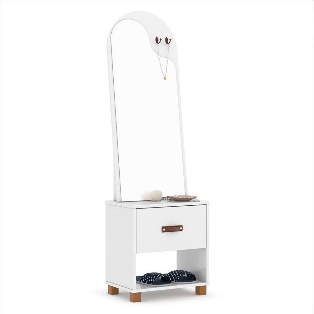 Toucador Organic Com Espelho 1 Gaveta E Nicho Ej Móveis Branco - 1