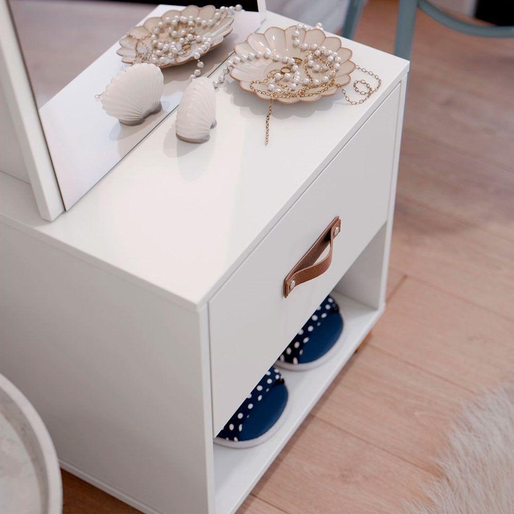 Toucador Organic Com Espelho 1 Gaveta E Nicho Ej Móveis Branco - 4