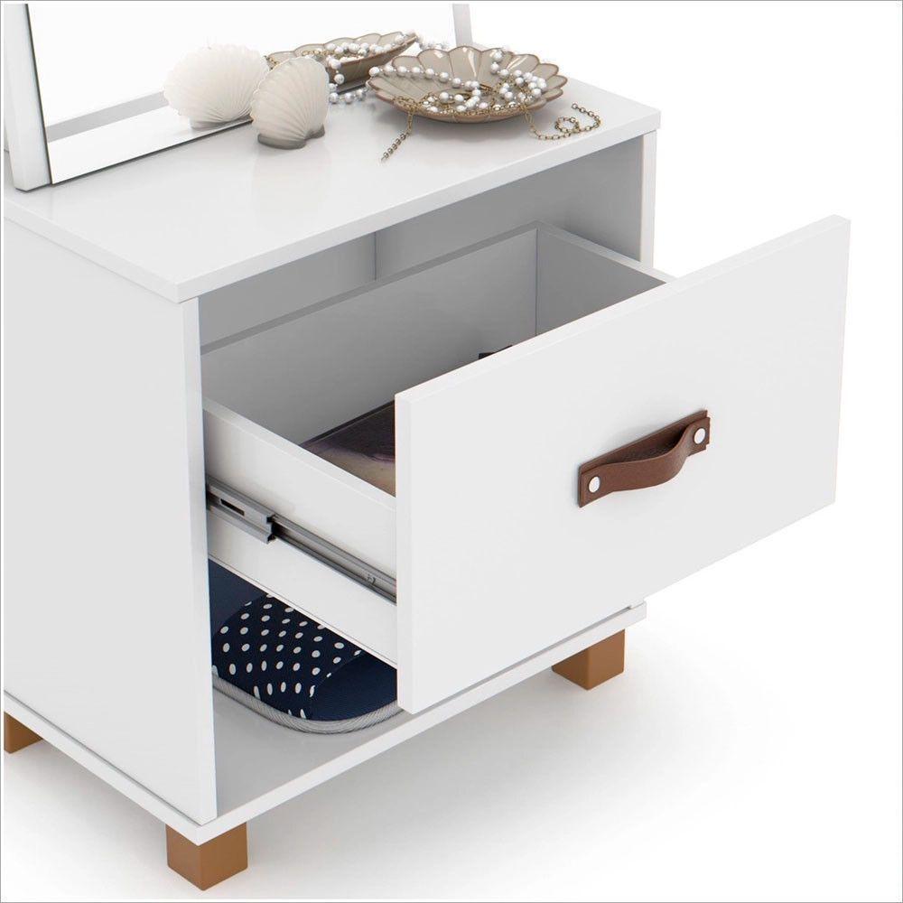 Toucador Organic Com Espelho 1 Gaveta E Nicho Ej Móveis Branco - 5