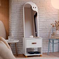 Toucador Organic Com Espelho 1 Gaveta E Nicho Ej Móveis Branco - 2