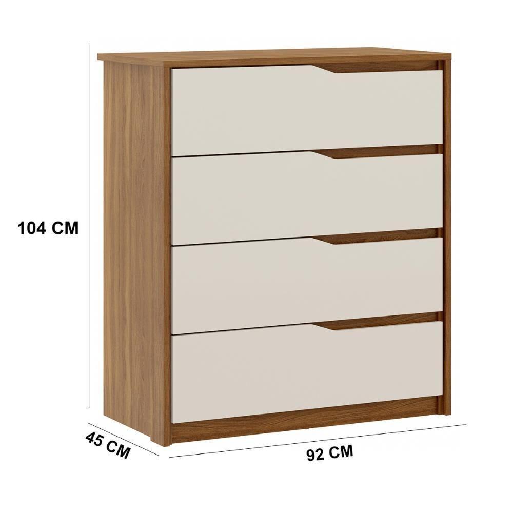 Kit Guarda Roupa Casal Com Espelho 8 Portas Munique Cômoda Atria Amêndola Touch Off White - 5