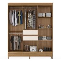 Kit Guarda Roupa Casal Com Espelho 8 Portas Munique Cômoda Atria Amêndola Touch Off White - 6
